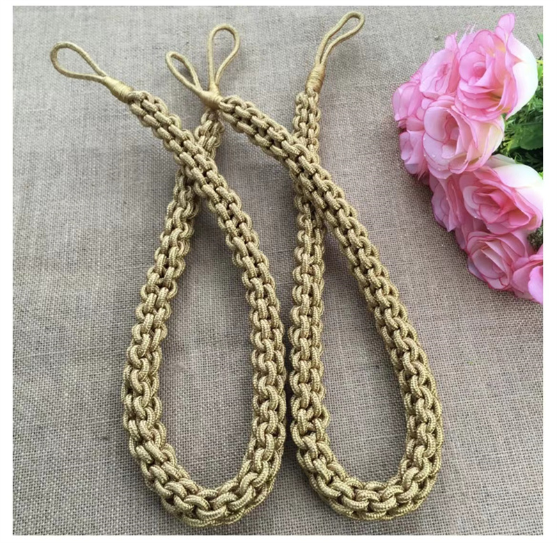 0.3cm杏色手工编织麻花窗帘绑带