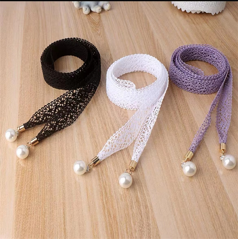 2.5cm蕾丝、水钻、流苏编织时尚腰带