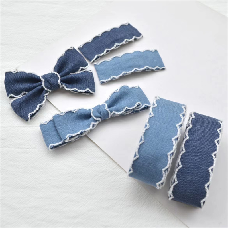 2.5cm钩边牛仔布艺织带