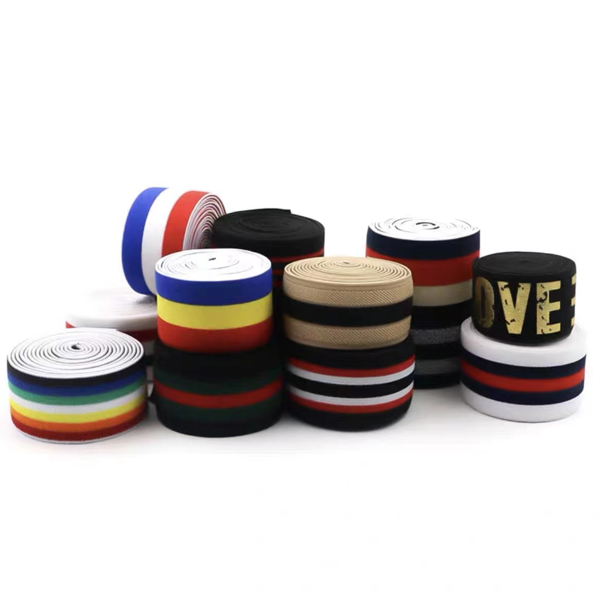 0.5cm彩色柔软弹力条纹织带