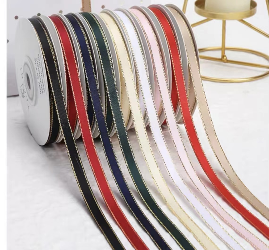 0.6cm gold ribbon silk ribbon