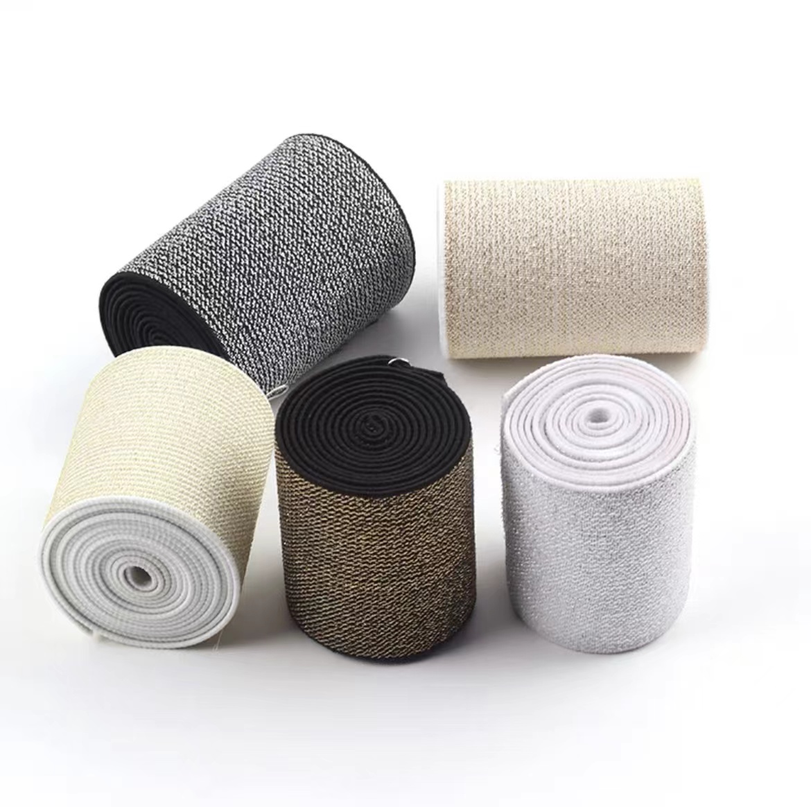 0.5cm gold and silver elastic flat belt